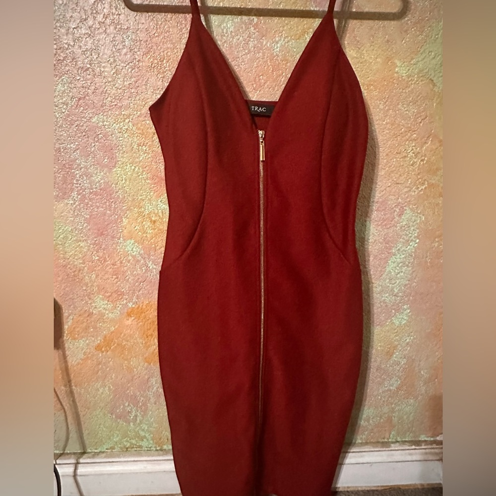 Sexy spandex bodycon zip up dress